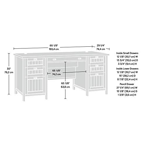 Costa Office Desk with Drawers, Executive Desk with File Drawer Storage, view 4