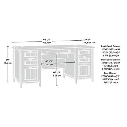 Costa Office Desk with Drawers, Executive Desk with File Drawer Storage, view 4