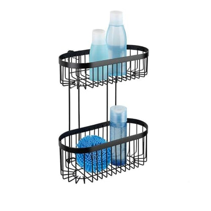 Classic Plus Black Steel Wall Shelf with Hooks, 35 x 10.5 x 12.5 cm, Black, 26,5 x 33 x 14,5 cm