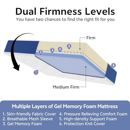 Queen Mattress 12 Inch, Queen Cooling Gel Memory Foam Mattress, view 6