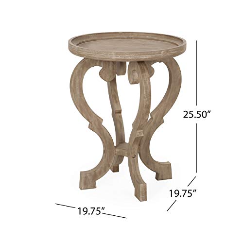 Natural French country accent table with round top, view 4