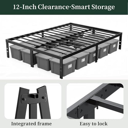 Full Size Bed Frame, 14 Inch Metal Platform with Steel Slat Support, view 6