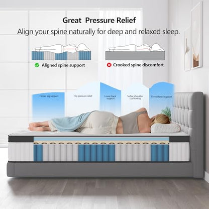 Twin Mattress, 10 Inch Hybrid Mattress in a Box, Memory Foam and Pocket Springs, Fiberglass Free, Soft and Breathable, Medium Firm Feel