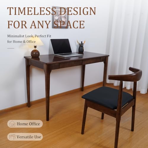 Solid Wood Desk with Drawers, 47inch Walnut Computer Desk, view 6