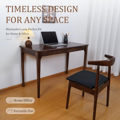 Solid Wood Desk with Drawers, 47inch Walnut Computer Desk, view 6