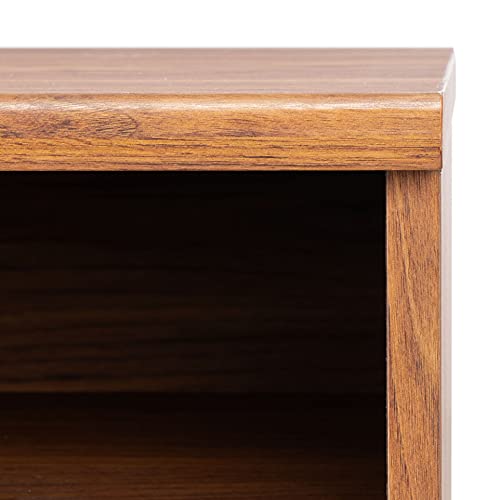 SAFAVIEH Aurelio TV Stand for up to 55" Flatscreen – Walnut Brown, 1 Sliding Door with Interior Storage and Open Shelves, Entertainment Media Console (MED9600A)