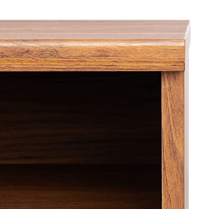 SAFAVIEH Aurelio TV Stand for up to 55" Flatscreen – Walnut Brown, 1 Sliding Door with Interior Storage and Open Shelves, Entertainment Media Console (MED9600A)