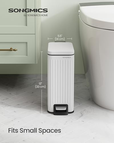 Bathroom Trash Can, 1.6 Gallon Stainless Steel Trash Bin with Lid, view 3