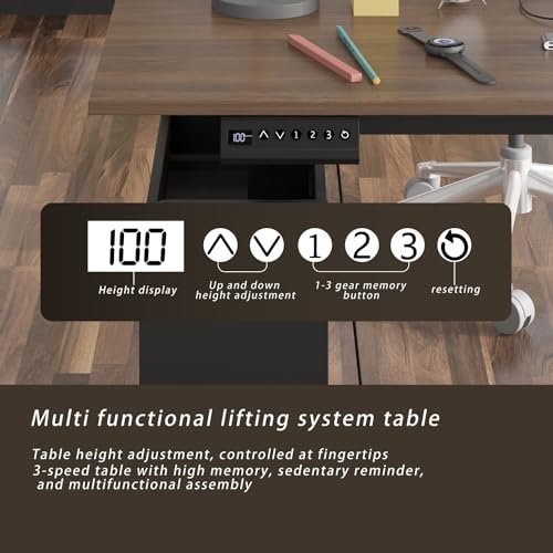 Electric Standing Desk with Drawers and Shelves, view 6