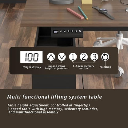 Electric Standing Desk with Drawers and Shelves, view 6