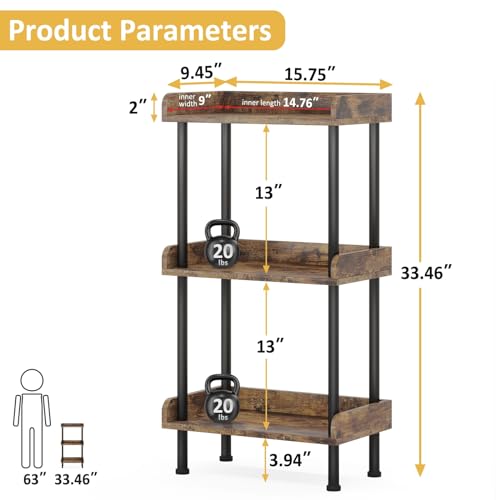 Bookshelf Small Book Shelf 3 Tier Wood Bookcase, view 4