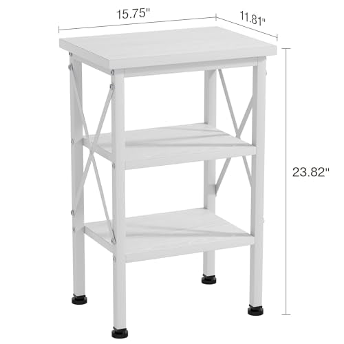 End Side Table Night Stand,X-Design with Storage Shelf for Bedroom,Living Room,White