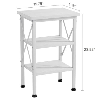 End Side Table Night Stand,X-Design with Storage Shelf for Bedroom,Living Room,White
