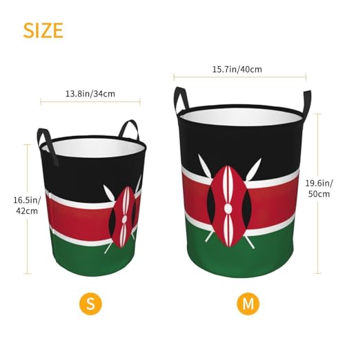 Flag Of Kenya Printing Personalized Circular Dirty Clothes Hamper-Standable Design Works In Bathroom & Closet