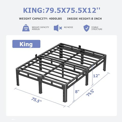 Metal Platform Bed Frame with Dual-Layer Base, view 4