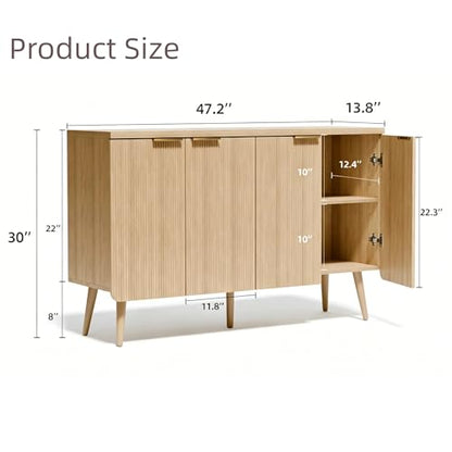 Fluted Sideboard Buffet Cabinet with Storage, view 3