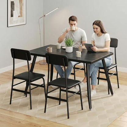 Dining Room Table Set for 4, Modern 5 Piece Kitchen Table and Chairs Set, Small Space Comedor de 4 Sillas y Mesa, Wood Top Metal Frame for Apartment, Kitchen, Living Room, Dining Room