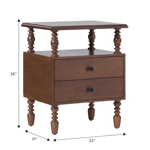Solid Wood Spindle Vivienne King Bed with Two EZ Assembly 2-Drawer Nightstands, view 4