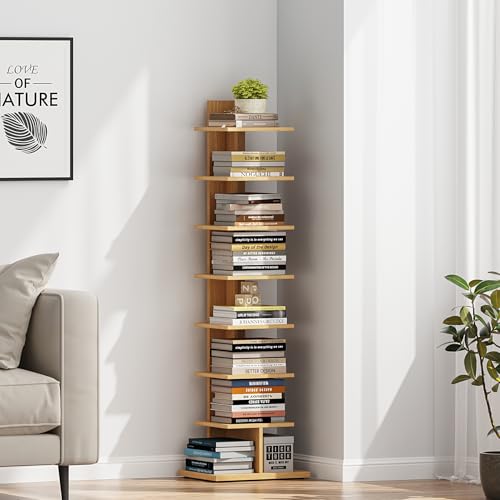 Book Shelf, Narrow Spine Bookshelf, 8-Tier Bookcase for Small Space, view 4