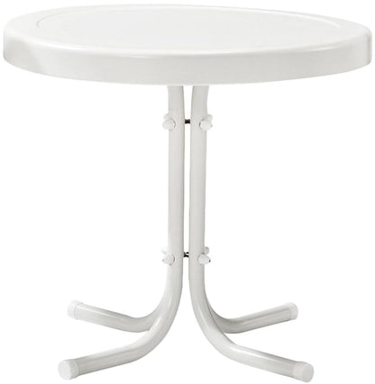 Griffith Weather Resistant Retro Metal Outdoor Side Table for Patio, Deck, Porch, Alabaster White