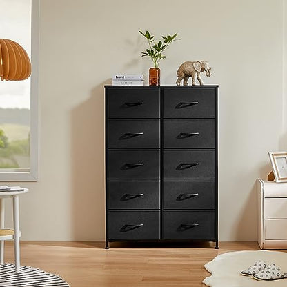 10 Drawer Tall Dresser for Bedroom & Living Room, Black, view 3