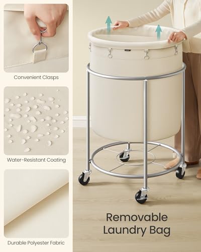 Laundry Basket with Wheels, 63.5 Gal., Steel Frame, Removable Bag, view 7