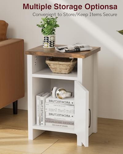 Farmhouse Modern Nightstand with Shelf and Barn Door, Set of 1 for Bedroom, White