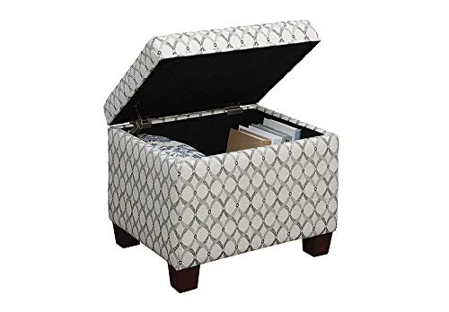 Madison Storage Ottoman 21.75" - Modern Upholstered Footstool & Seat with Hinged Lid for Transitional Living Room, Bedroom, Hallway, & Entryway, Ribbon Pattern Fabric