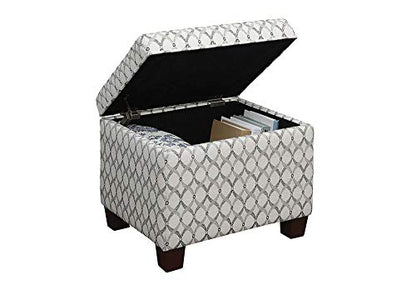 Madison Storage Ottoman 21.75" - Modern Upholstered Footstool & Seat with Hinged Lid for Transitional Living Room, Bedroom, Hallway, & Entryway, Ribbon Pattern Fabric