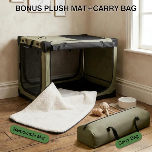 30" Soft Collapsible Travel Dog Crate for Medium Dogs,Green, view 5