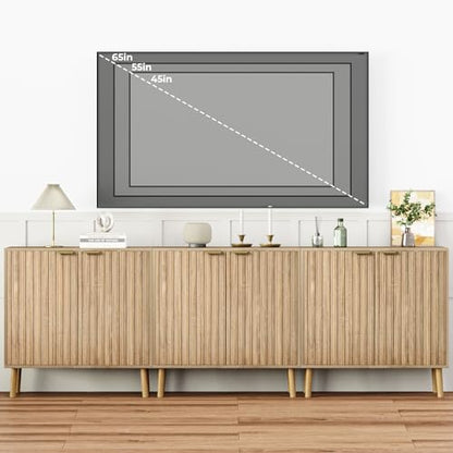 Fluted Storage Cabinet, Free Standing Buffet, Wood Sideboard, view 4