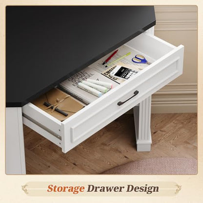 Farmhouse Corner Desk for Small Space, White Small Computer Desk, view 5