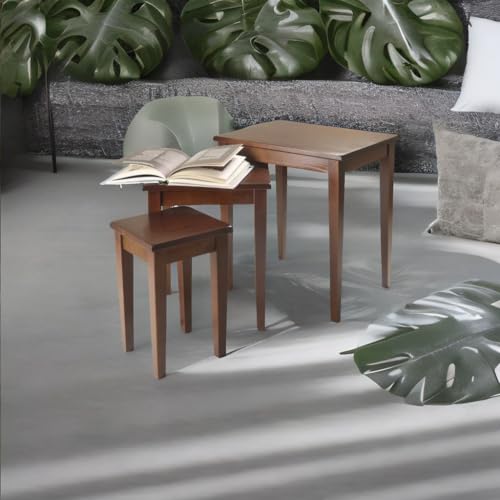 Beechwood Stackable Nesting Tables - Set of 3 Sizes, Contemporary Design, Space-efficient & Practical Furniture