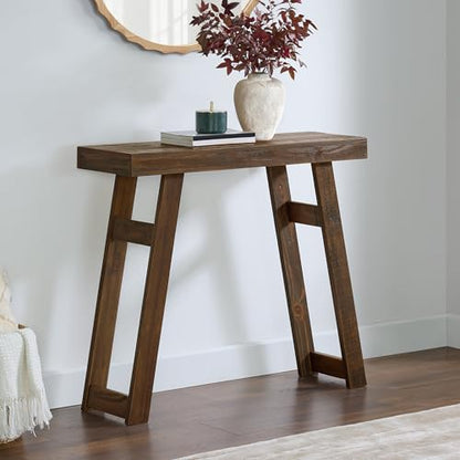 Lawas Solid Wood Console Table - 36 Inch Modern Farmhouse Small Entryway Table - Easy Assembly Living Room Furniture for Behind The Couch, Entryway, or Hallway (Brown)