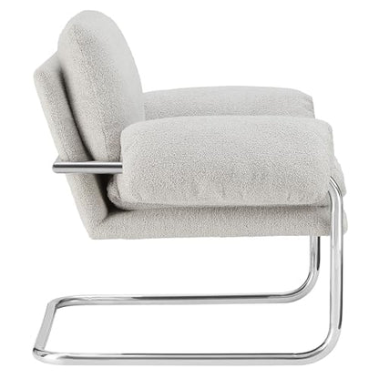Ansel Boucle Accent Chair in Newsprint - Fabric Lounge Chair for Living Room, Bedroom - Upholstered Corner Reading Chair with Arms and Removable Cushions