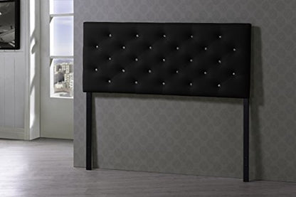 Viviana Modern and Contemporary Black Faux Leather Upholstered Button-Tufted Full Size Headboard