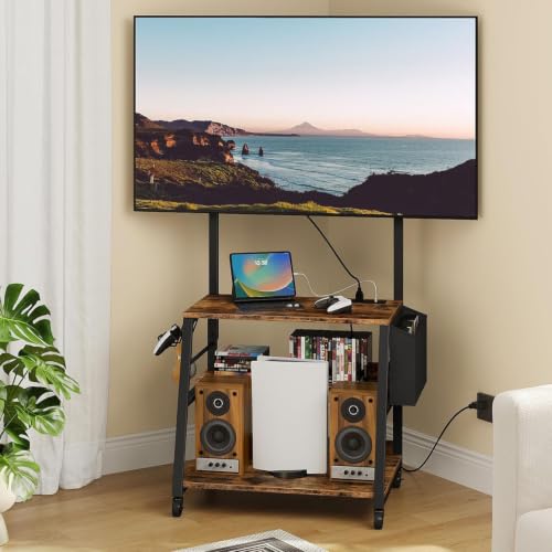 Rolling TV Stand with Mount and Storage, for up to 75 inch TVs, view 2