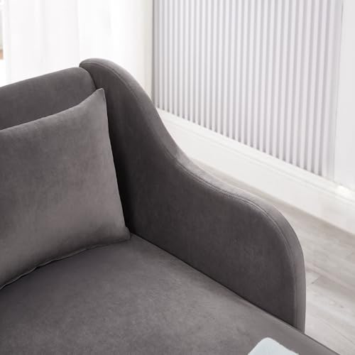Velvet Chaise Lounge Chair Grey, Modern Fainting Couch for Indoor Living Room, view 7