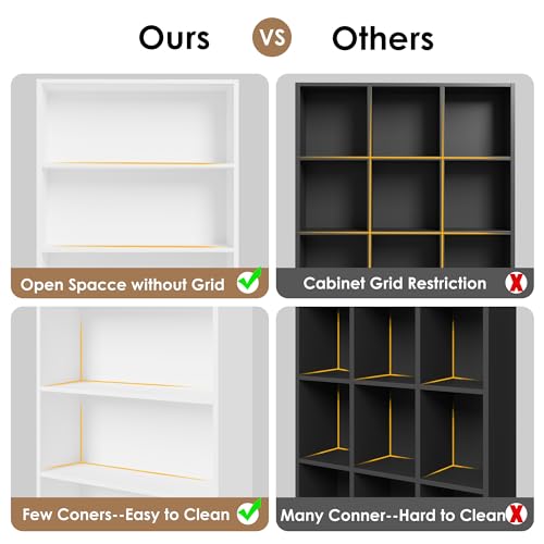 82" Tall Bookshelf, 7-Tier Open Shelves Bookcase, Freestanding Display Storage Shelves, Tall Bookcase Home Decor Furniture for Home Office, Living Room, Bedroom, White