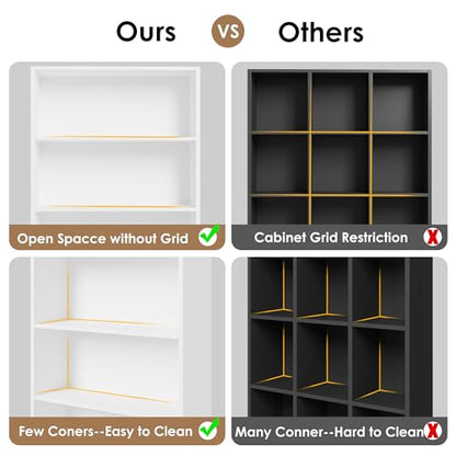 82" Tall Bookshelf, 7-Tier Open Shelves Bookcase, Freestanding Display Storage Shelves, Tall Bookcase Home Decor Furniture for Home Office, Living Room, Bedroom, White