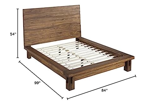 Solid Wood Platform Bed, California King, Ocean - Natural Sengon