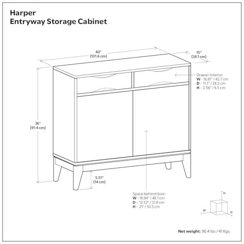 Harper 40" Wide Solid Wood Cabinet in Walnut Brown, view 4