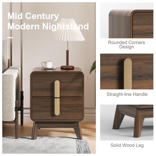 Mid Century Modern Dresser and Nightstand Sets for Bedroom, Walnut, view 6