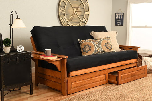 Phoenix Futon, Full, Suede Black