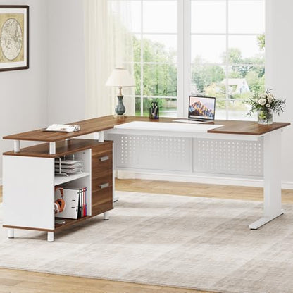 63 Inch Executive Desk with File Cabinet, view 6