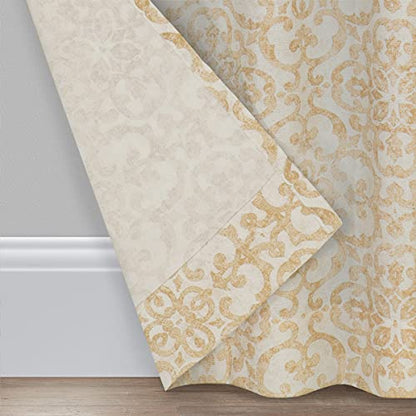 Pairs to Go Brockwell Decorative Window Treatment Rod Pocket Curtains for Living Room, Double Panel, 28" x 95", Wheat
