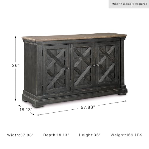 Signature Design by Ashley Farmhouse Sideboard Buffet Cabinet, Black/Gray, view 4