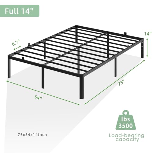 Full Size Bed Frame, 14 Inch Heavy Duty Metal Platform Bed Frame, view 3