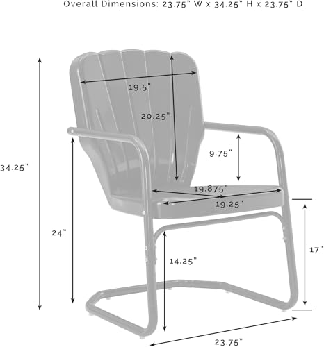 Ridgeland 2-Piece Outdoor Chair Set, Retro Metal Patio Chairs for Dining, Porch, Deck, Navy