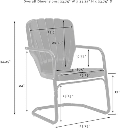 Ridgeland 2-Piece Outdoor Chair Set, Retro Metal Patio Chairs for Dining, Porch, Deck, Navy